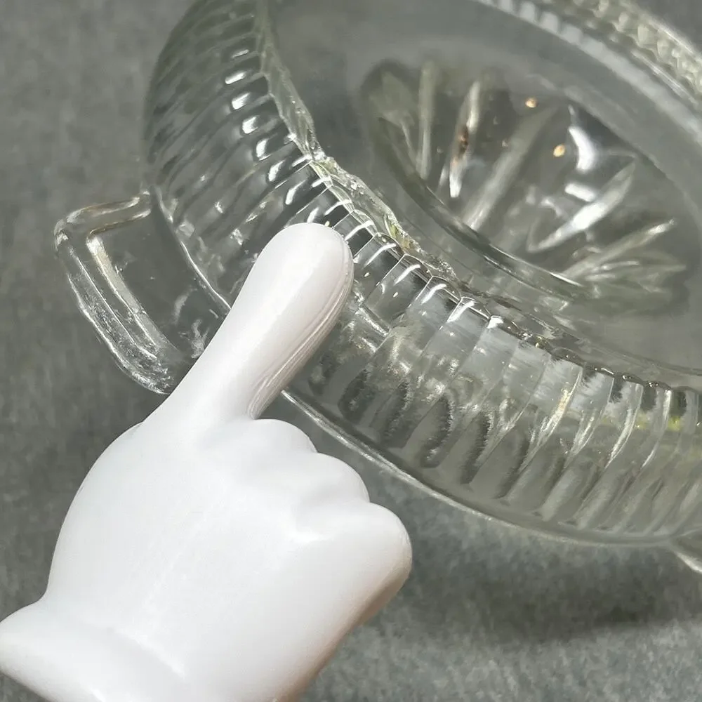 Vintage Glass Citrus Fruit Juicer Reamer Ribbed Squeezer Handle Pour Spout READ